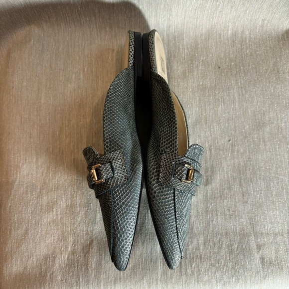 BRUNO MAGLI Sz 38 Pointy  Toe Metallic Made in Italy Slip On Designer Mules - Picture 5 of 10